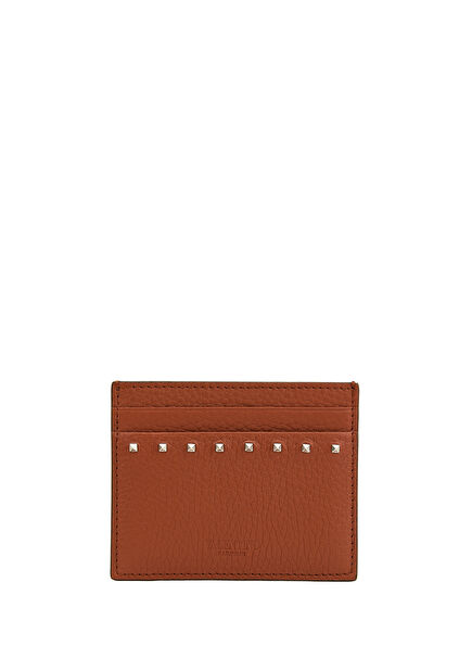 Rockstud Tan Men's Leather Card Holder