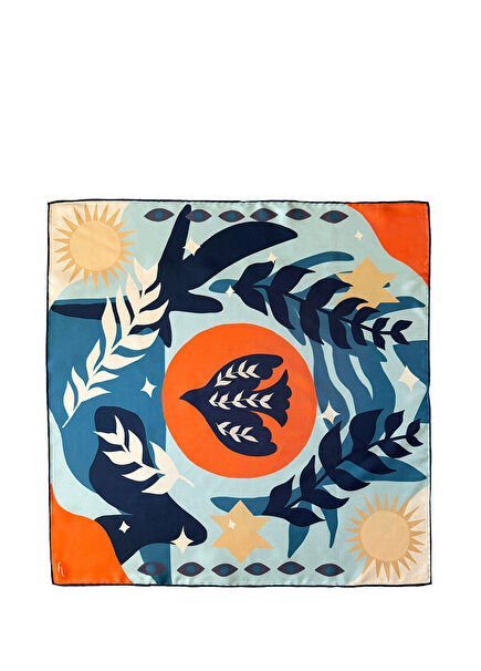 In The Eye Of The Sun Renkli İpek Kadın Fular 105 x 105 cm