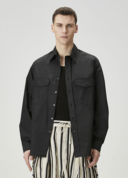 Black Contrast-Striped Shirt