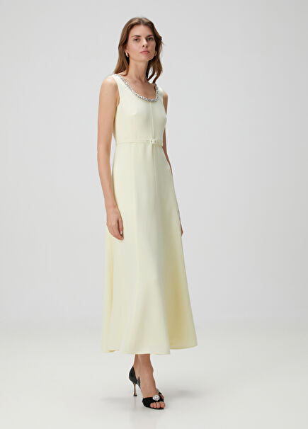 Light Yellow Maxi Evening Dress