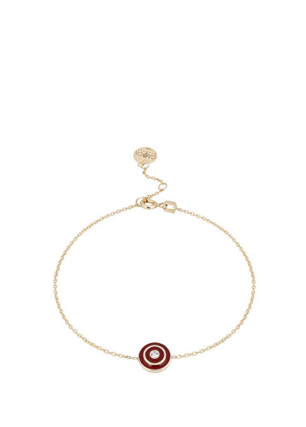 Yuvarlak Mineli Pırlanta Taşlı 14 Ayar Altın Unisex Bileklik