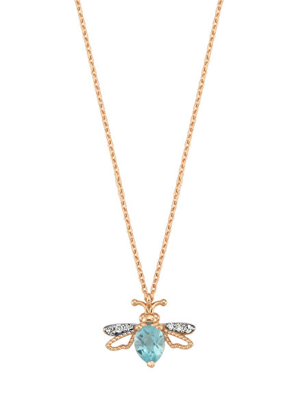 Honey Renkli Taşlı Kadın Altın Kolye