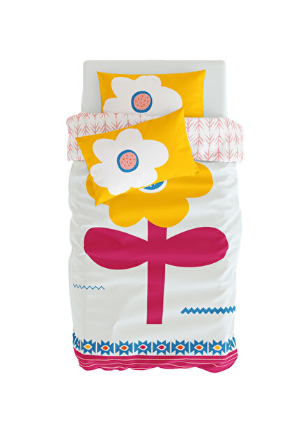 Big Flowers Saten Kız Çocuk Nevresim Takımı 140 x 200 cm 