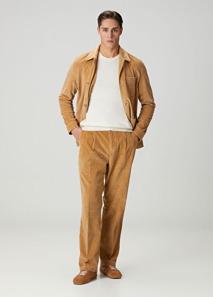 Beige Velvet Trousers