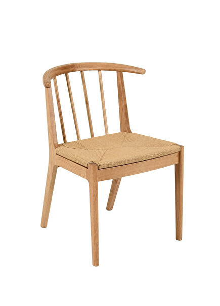 Viking Natural Meşe İp Örgülü Yemek Odası Sandalyesi