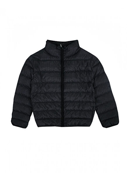 Siyah Logolu Unisex Çocuk Mont