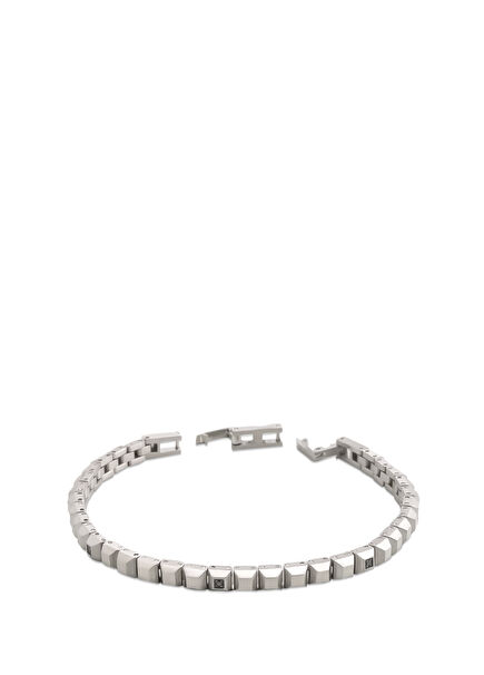 Metalik Gölge Gri Çelik Erkek Bileklik