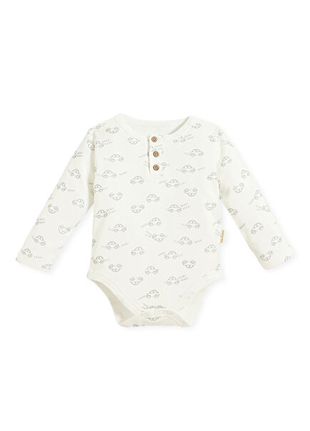 Little Driver Baskılı Ekru Unisex Bebek Body