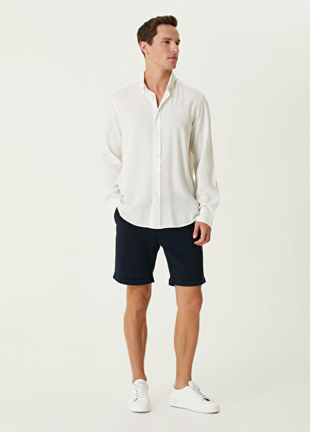 Slim Fit Lacivert Twill Şort