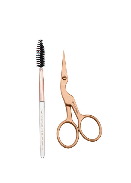 Brow Scissors & Brush Rose Gold Kaş Makası ve Fırçası 