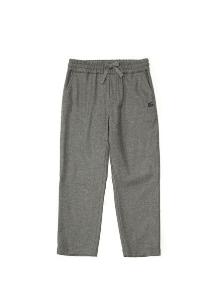 Gri Logo Nakışlı Erkek Çocuk Pantolon