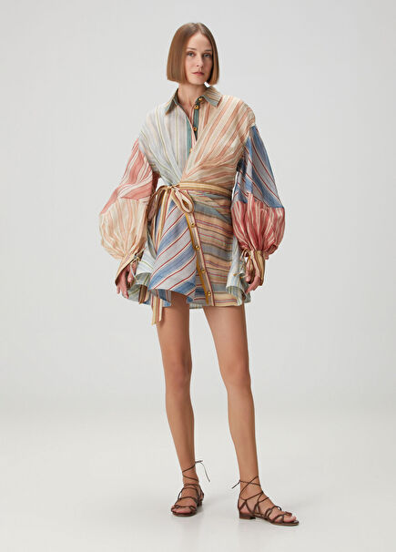 Rebellion Striped Mini Linen Dress