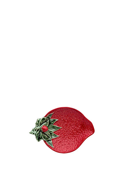 Red Strawberry-Shaped Ceramic Plate