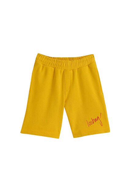 Yellow Printed Elasticated Boys' Shorts