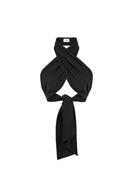 Amalfi Black Women's Bustier with Crossed Cutaway