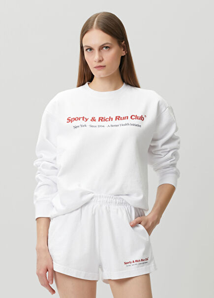 Run Club Beyaz Sweatshirt