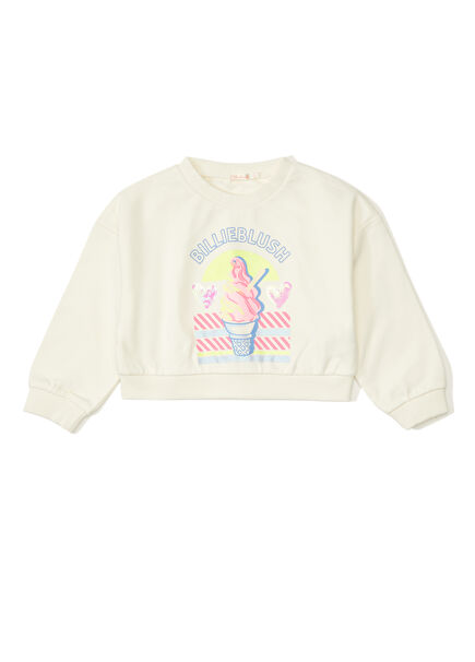 Beige Printed Girls Sweatshirt