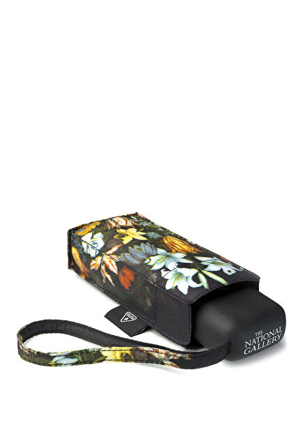 The National Gallery Tiny 2 Bosschaert Floral Patterned Black Women's Umbrella