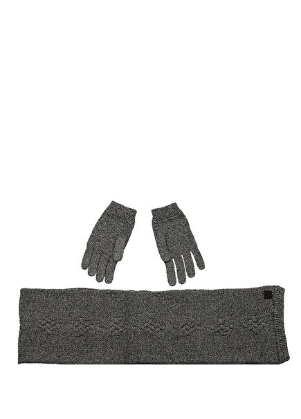 Gri Erkek Çocuk Atkı & Eldiven Set 