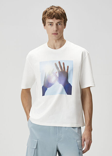 Beyaz Baskılı T-shirt
