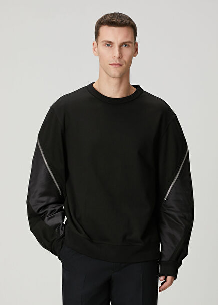 Hando Black Zipper Detailed Sweatshirt