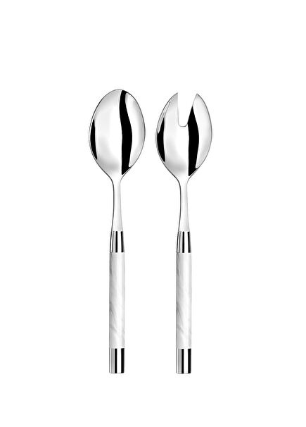 Conty White Mother-of-Pearl Steel Salad Serving Set