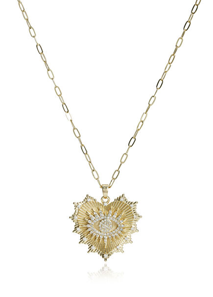 Gold Eye Heart Women's Necklace