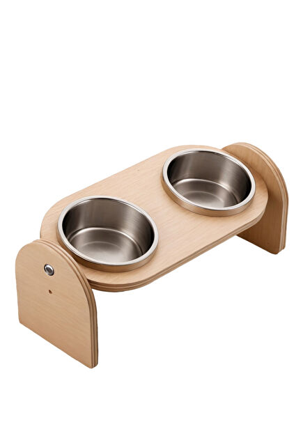 Almo Diner 2-Piece Cat and Dog Food Bowl with Wooden Stand