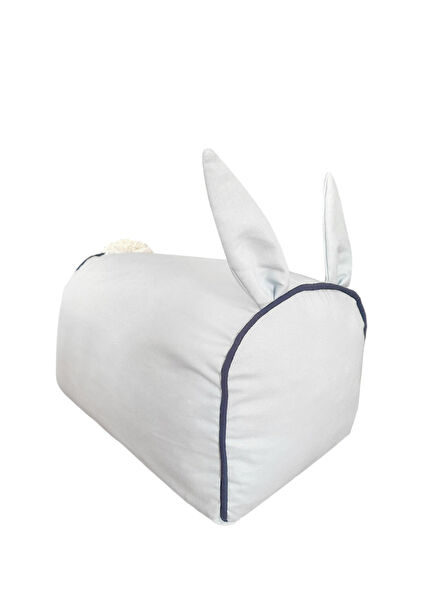 Big Blue Bunny Pillow Children's Decorative Play Pillow with Navy Blue Welt