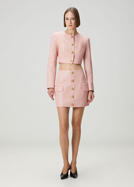 Pembe Mini Deri Etek