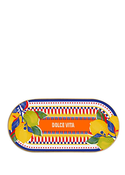 Dolce Vita Lemon Patterned Porcelain Oval Tray