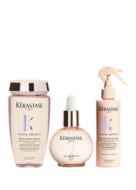 Gloss Absolu Elektriklenme Karşıtı Parlaklık ve Isı Koruması Sağlayan Şampuan 250 ml + Saç Bakım Yağı 45 ml + Saç Sütü 190 ml 3'lü Set