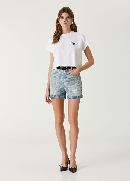 Blue Monogram Denim Shorts