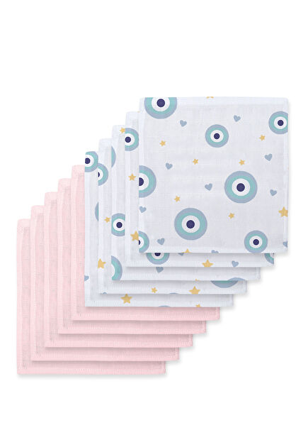 %100 Pamuk Le Nazar & Innocent Pink 10`lu Müslin Bebek Ağız Bezi Paketi
