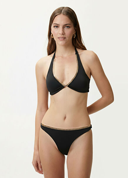 Triangle bikini top with black chain detail