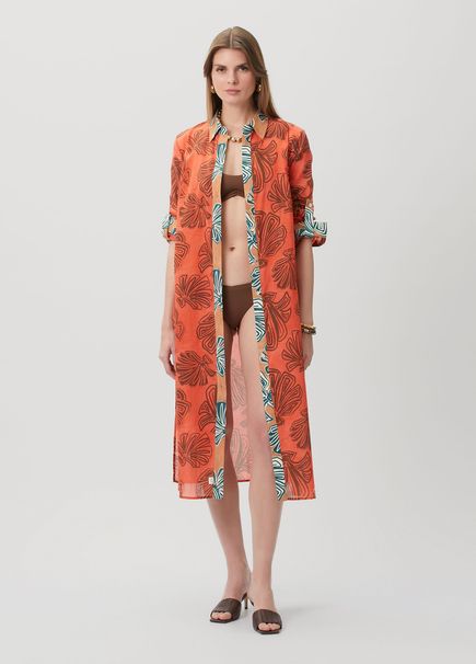 Coral Patterned Midi Beach Dress