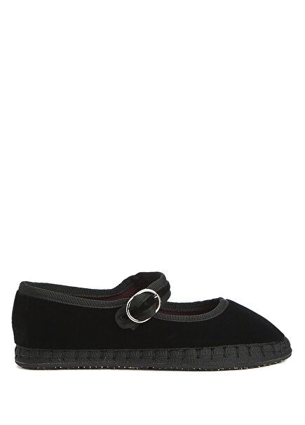 Antonia Black Girl Velvet Ballet Flats