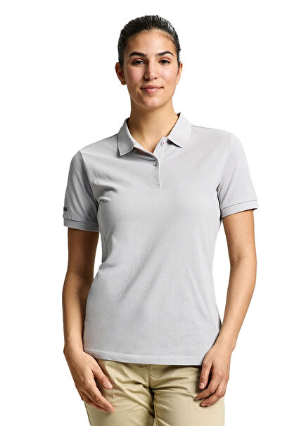 Deck Ws Polo Ss Grey Polo Collar Short Sleeve Women's T-shirt