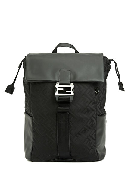 Men's Backpack With Black Logo Pattern