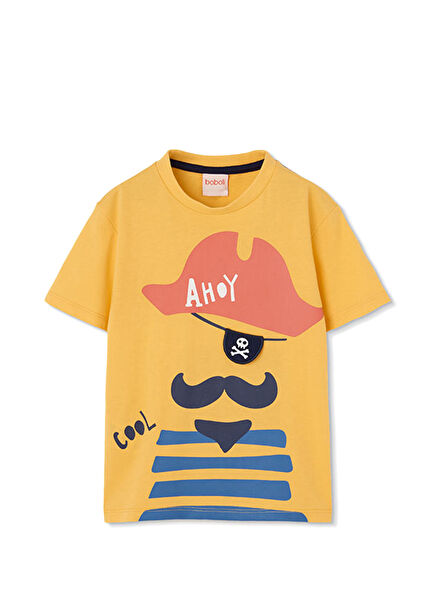 Sarı Korsan Desenli Kısa Kollu Erkek Çocuk T-Shirt
