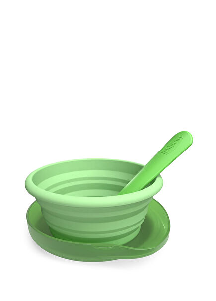 Yeşil Silikon Katlanabilir Çocuk Tabağı
