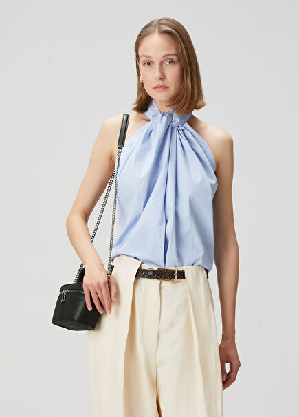 Blue Draped Blouse