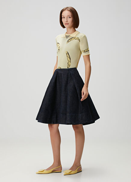 Lounge Dark Blue Midi Denim Skirt