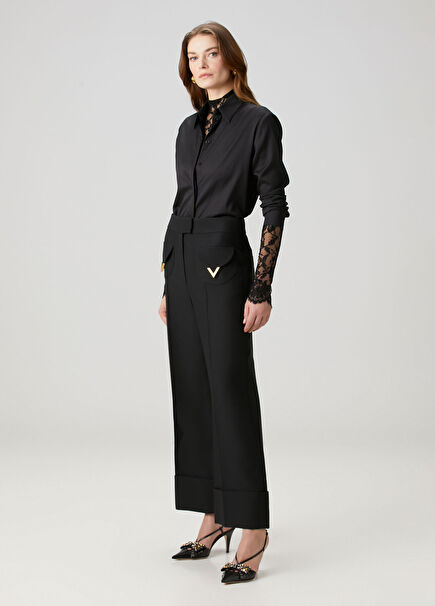 VGold Black Wool Trousers