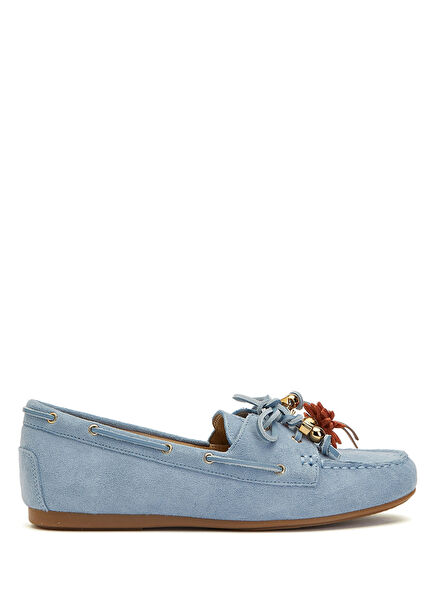 Açık Mavi Kadın Deri Loafer