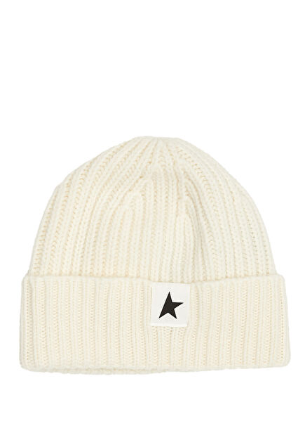 Cream Line Textured Women's Wool Beanie