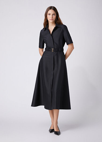 Black Midi Taffeta Dress