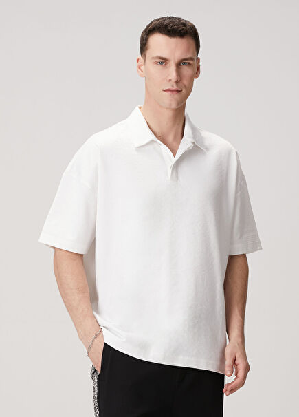 Beyaz Polo Yaka T-shirt
