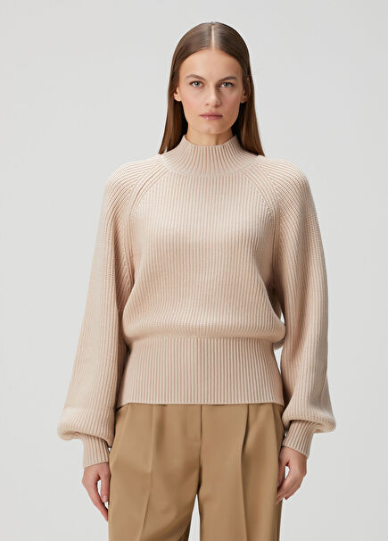 Beige Ribbed Sweater