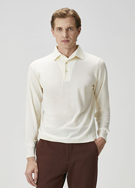 Krem Polo yün Triko